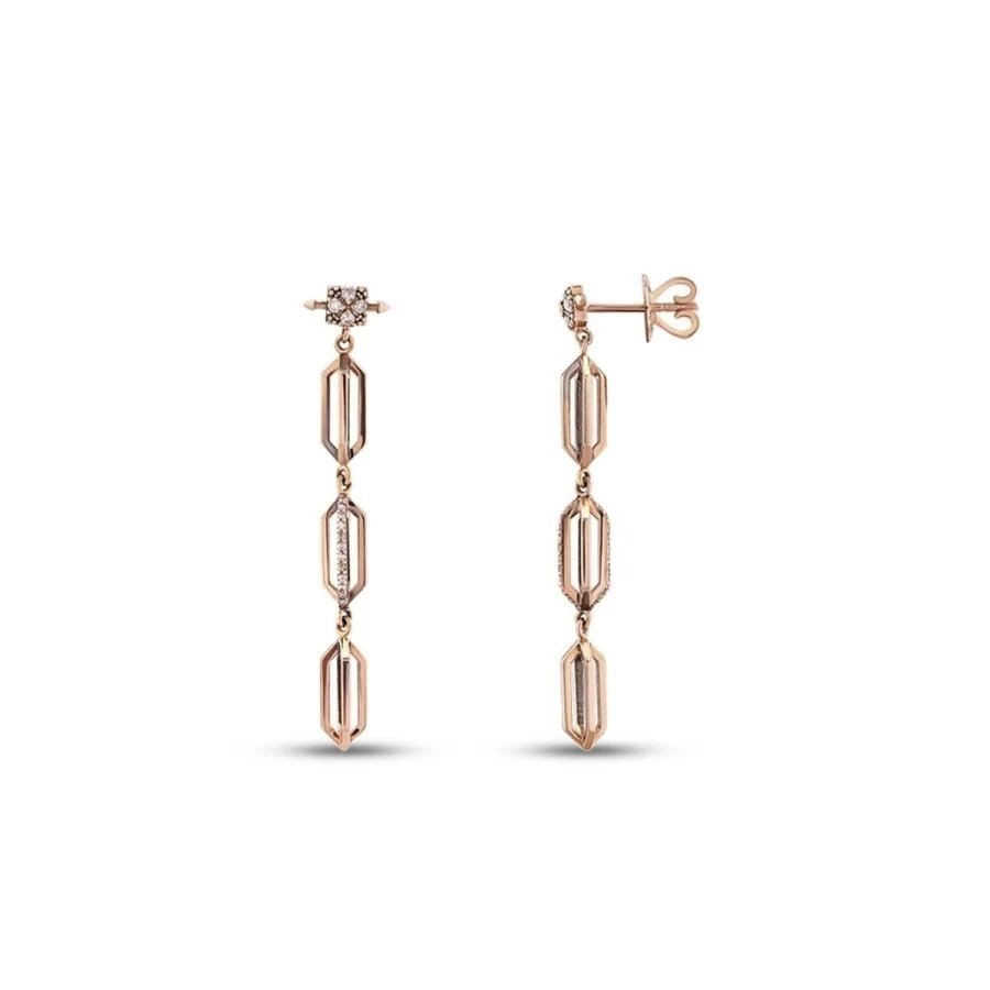 0.22 Karat Pırlanta Sarkık Modern Küpe - 1