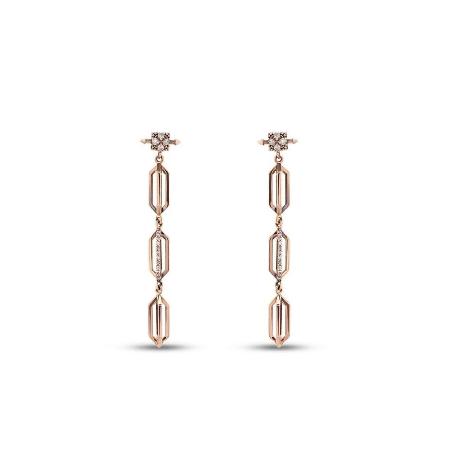 0.22 Karat Pırlanta Sarkık Modern Küpe - 2