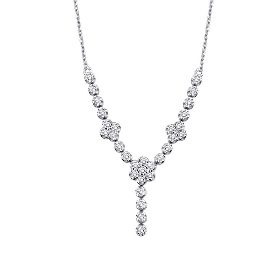 0.22 Karat Pırlanta Trend Çiçek Kolye - 2