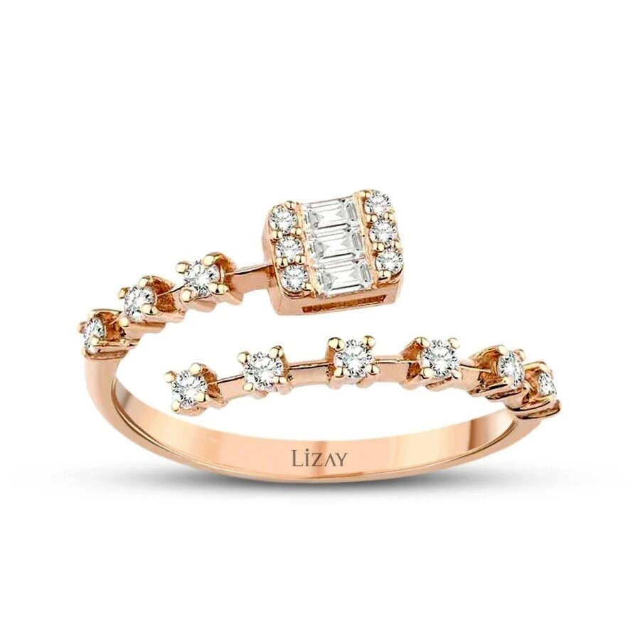 0.24 Karat Pırlanta Baget Rose Yüzük - 1