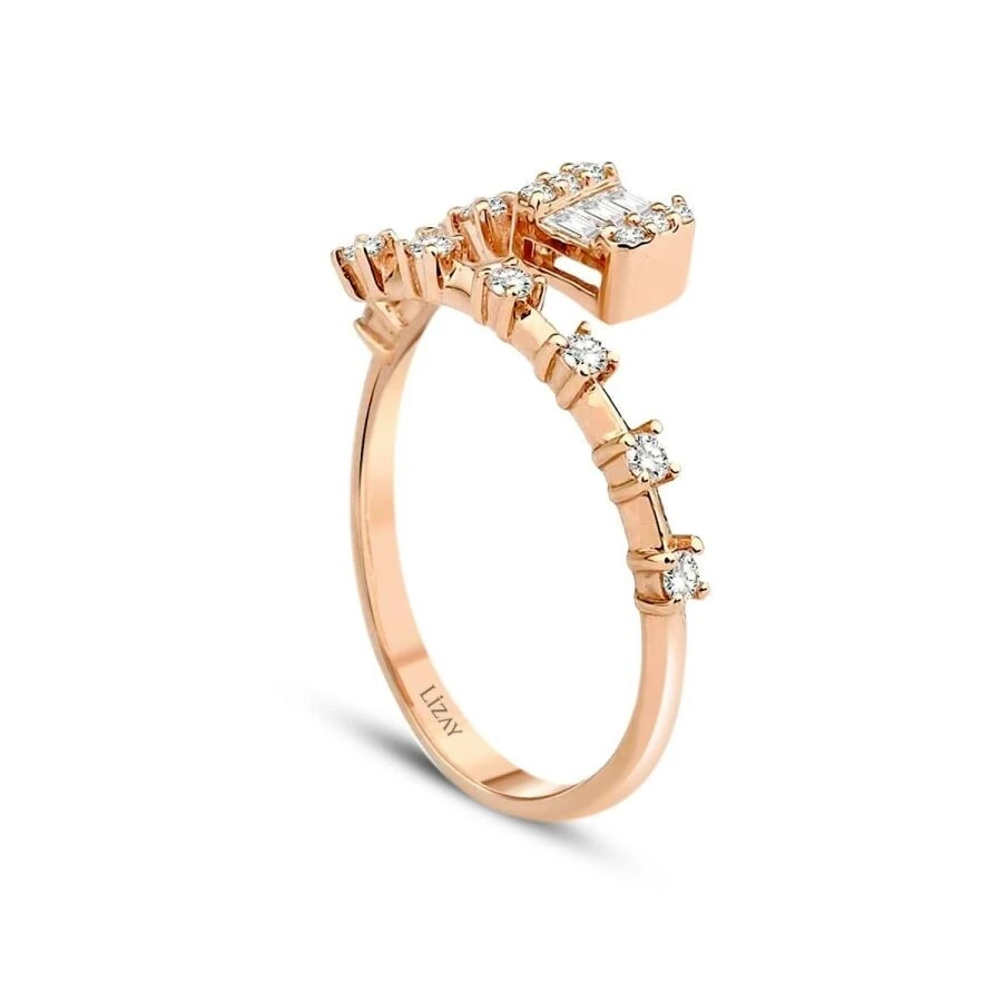 0.24 Karat Pırlanta Baget Rose Yüzük - 2