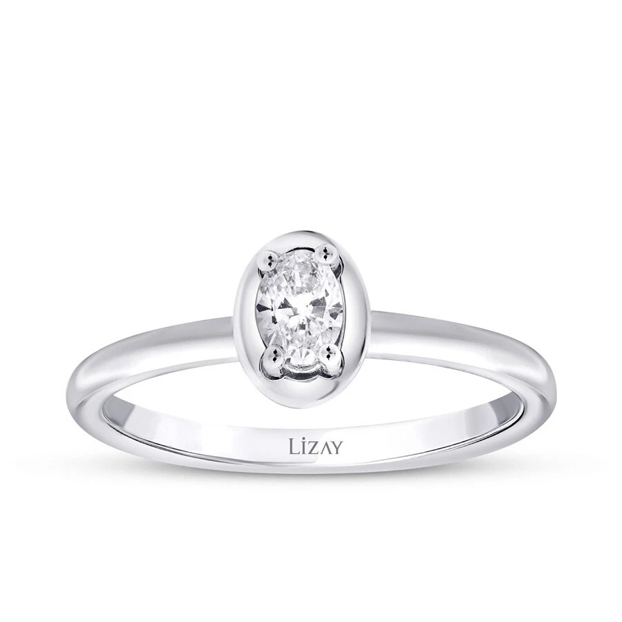 0.26 Karat Pırlanta Oval Tektaş Yüzük - 1