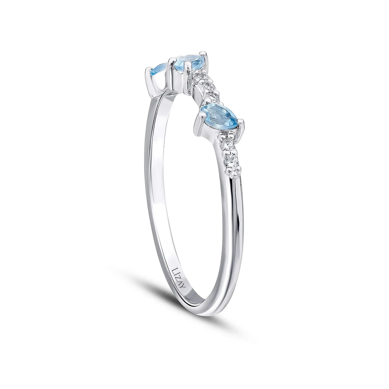 0.28 Karat Pırlanta Blue Topaz Yüzük - 2
