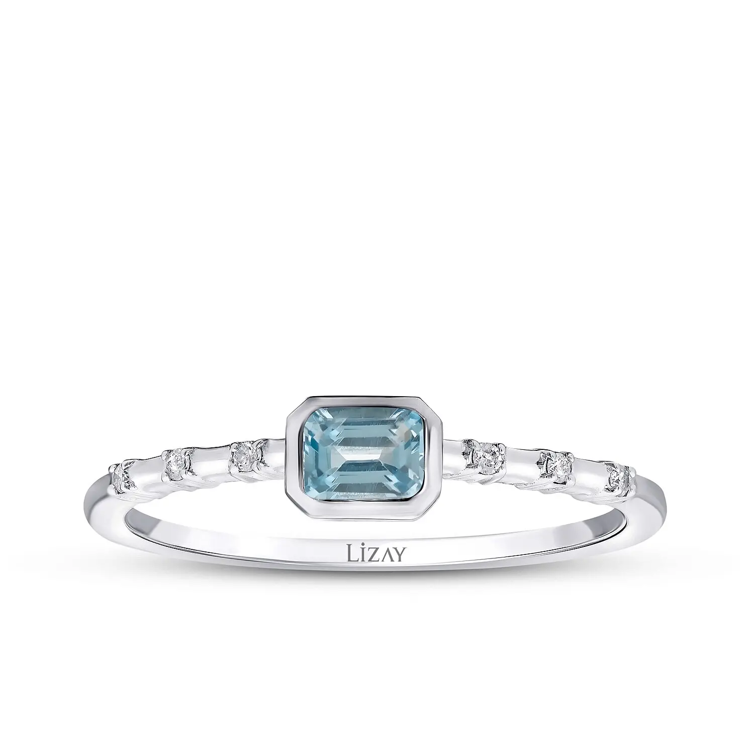 0.29 Karat Pırlanta Blue Topaz Yüzük - 1