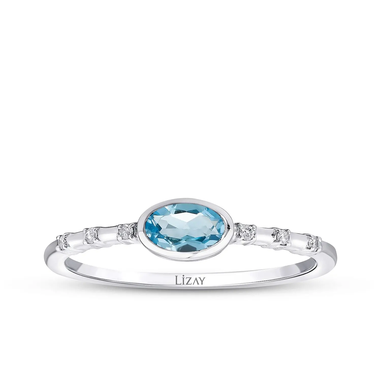 0.30 Karat Pırlanta Blue Topaz Yüzük - 1