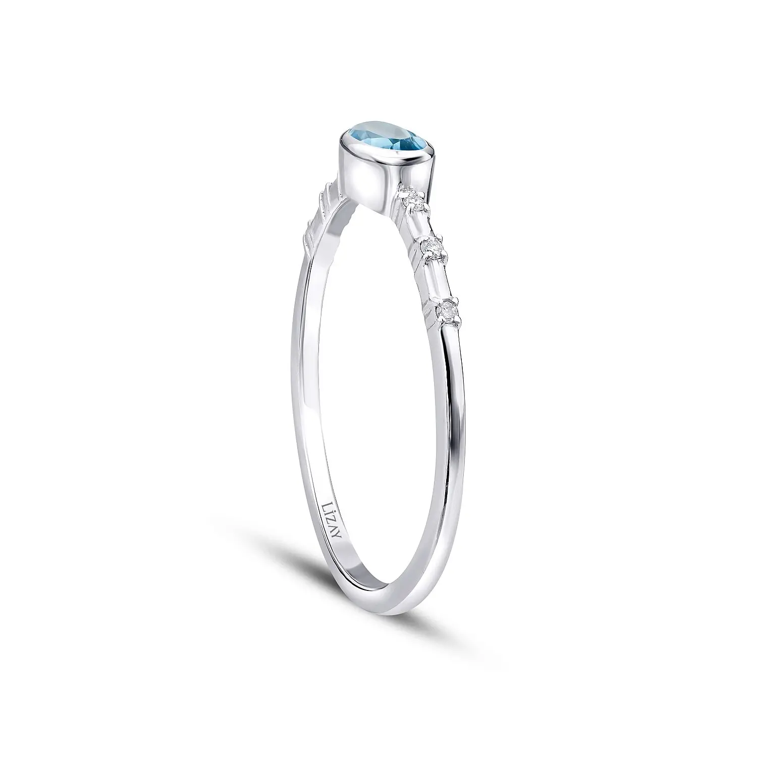 0.30 Karat Pırlanta Blue Topaz Yüzük - 2