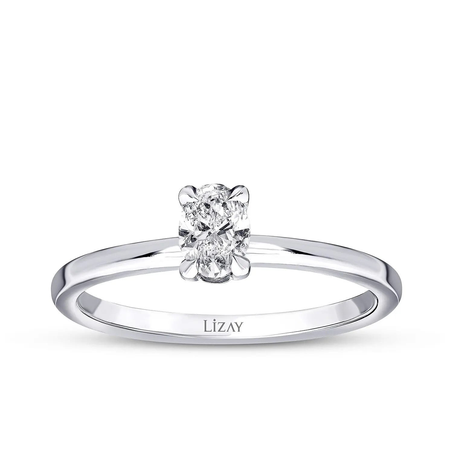 0.30 Karat Pırlanta Oval Tektaş Yüzük - 1