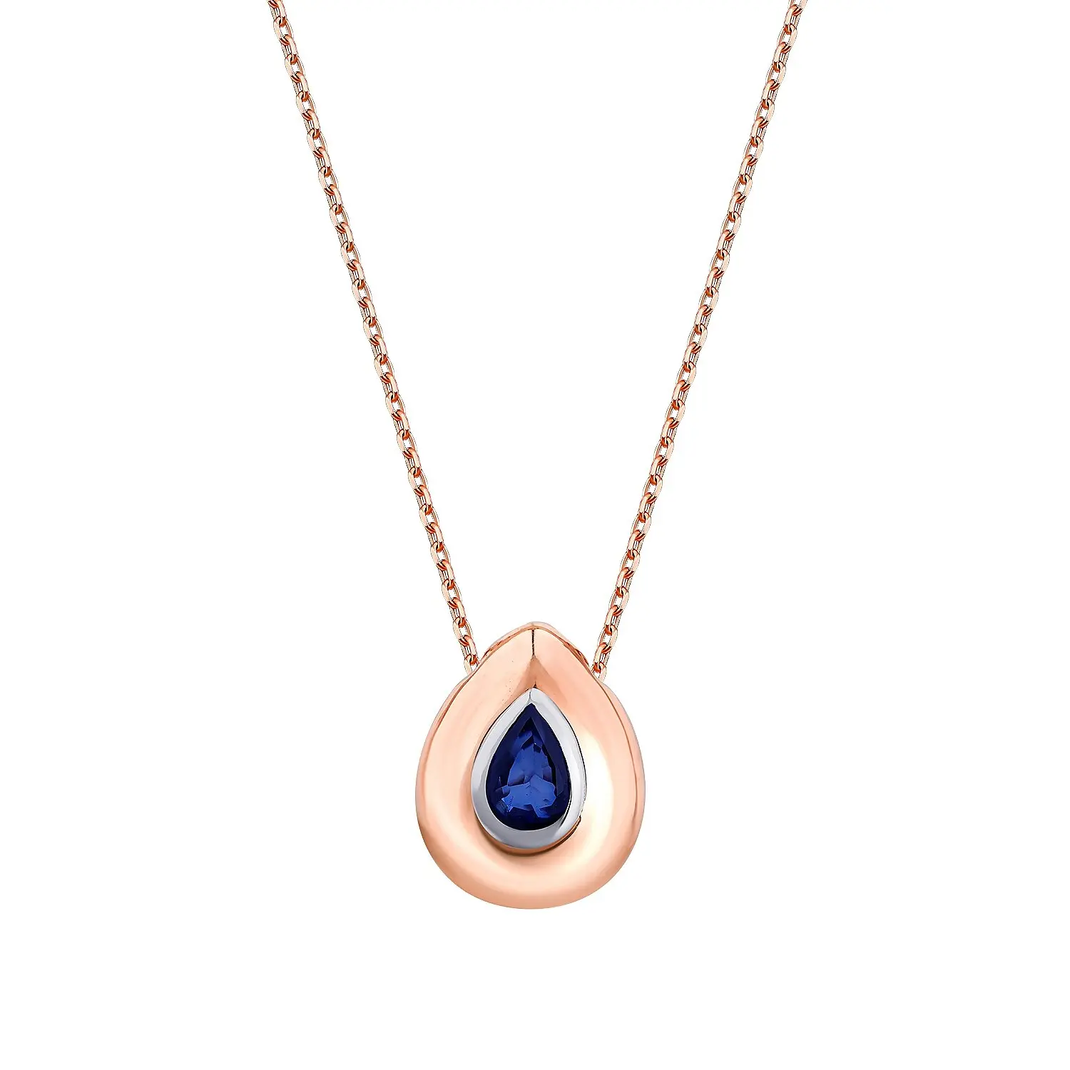 0.34 Karat Damla Safir Kolye - 1