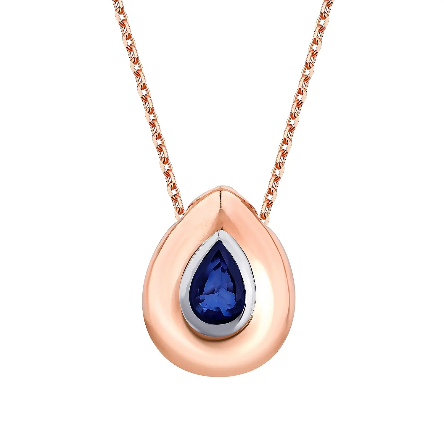 0.34 Karat Damla Safir Kolye - 2
