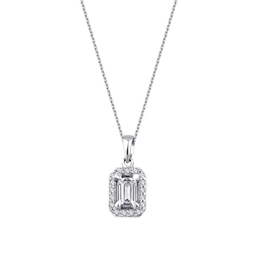 0.35 Karat Pırlanta Emerald Kolye - 1