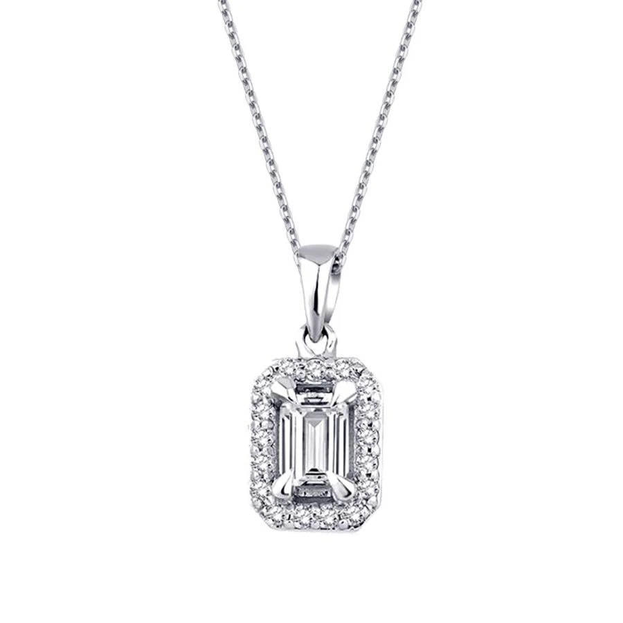 0.35 Karat Pırlanta Emerald Kolye - 2