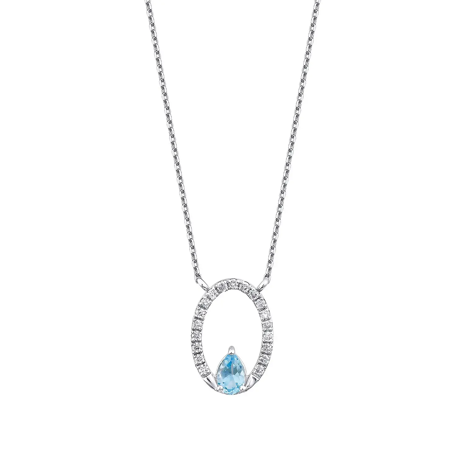 0.40 Karat Pırlanta Blue Topaz Kolye - 1