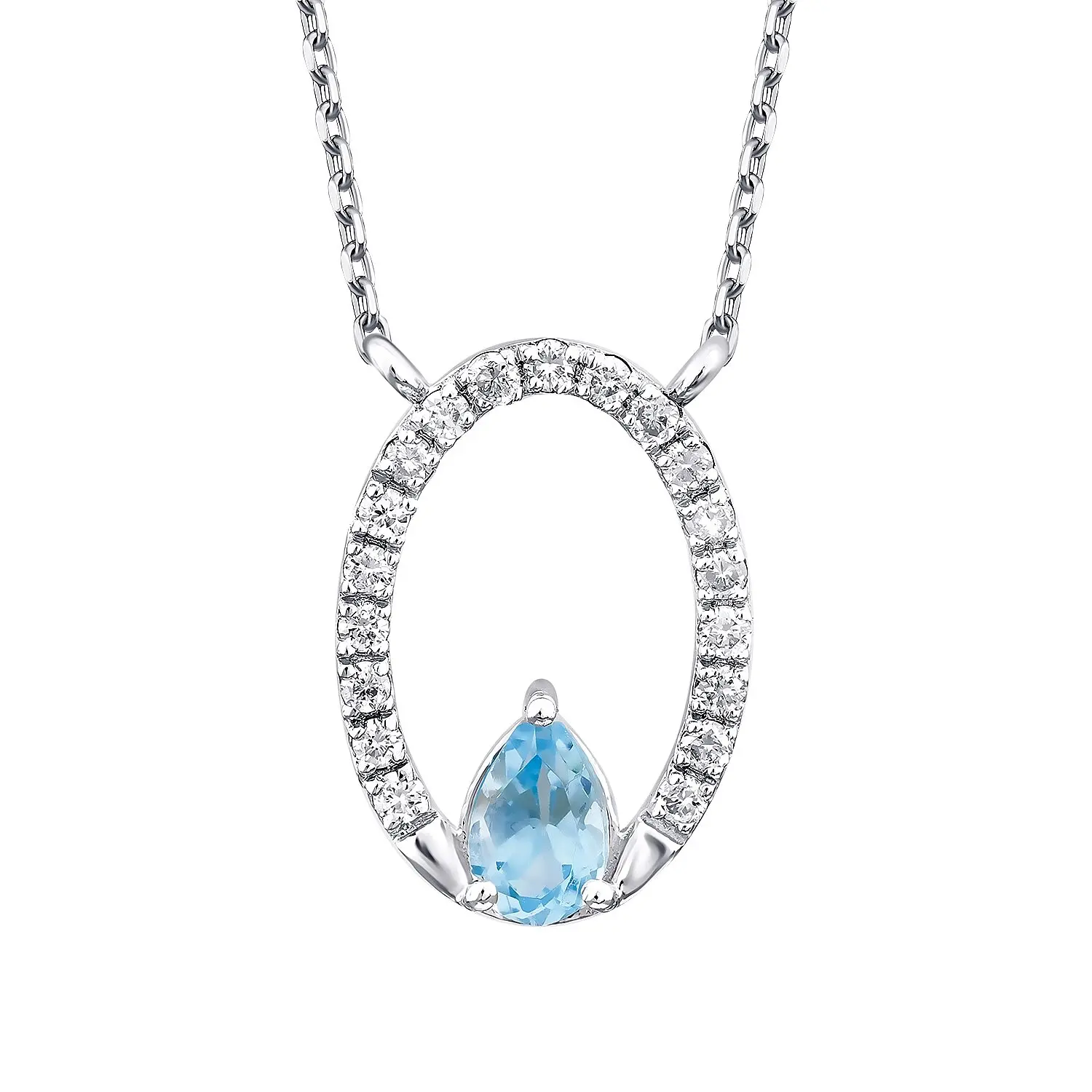 0.40 Karat Pırlanta Blue Topaz Kolye - 2