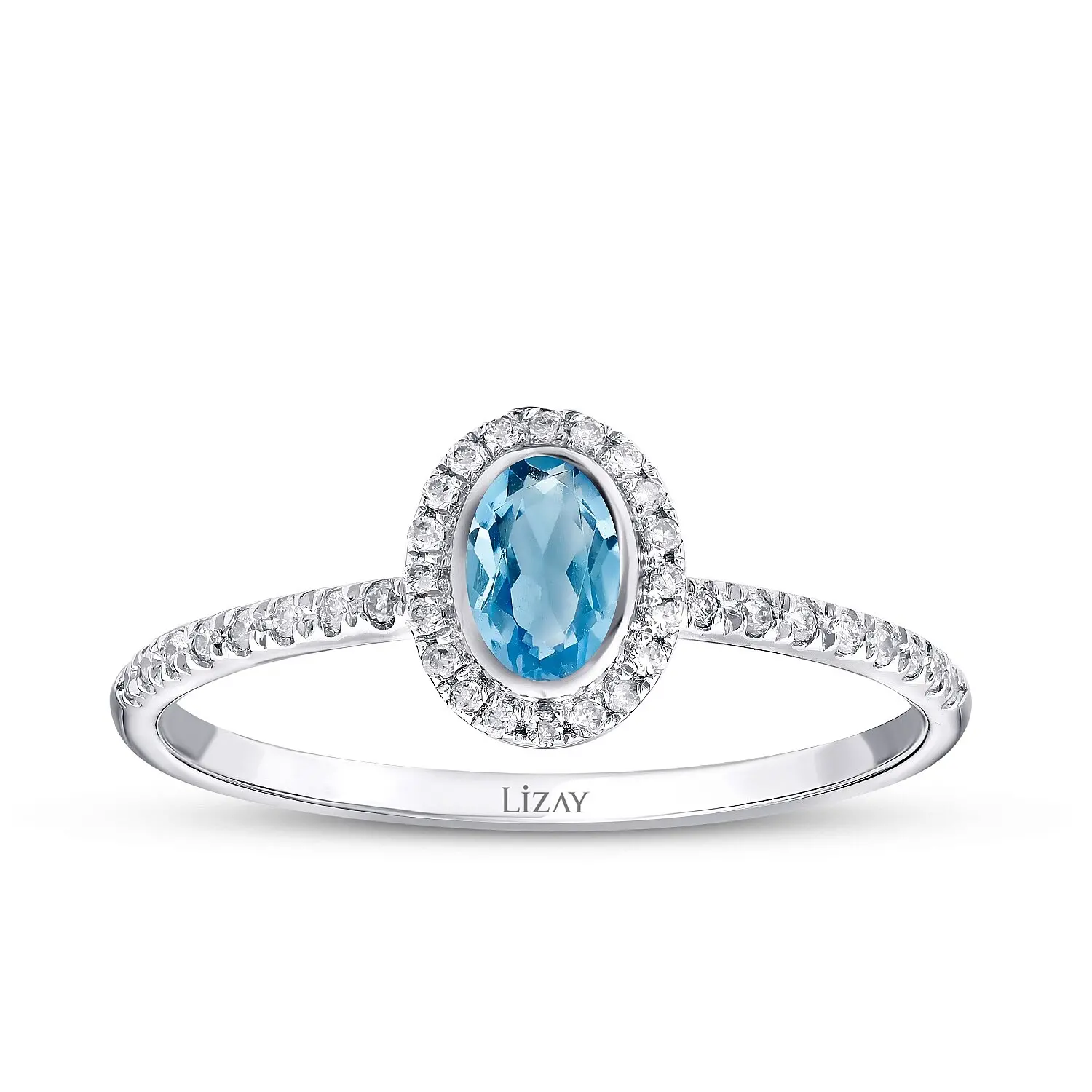 0.40 Karat Pırlanta Blue Topaz Yüzük - 1