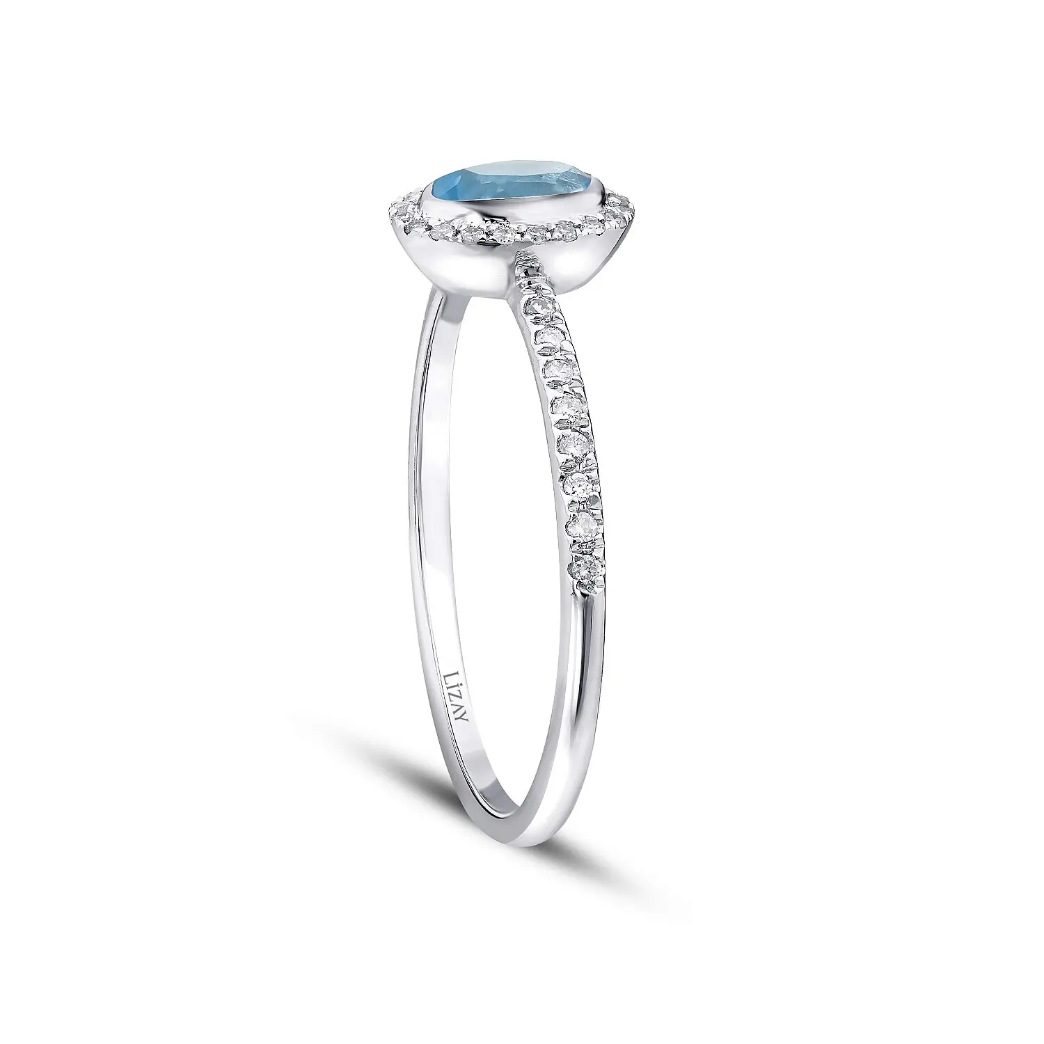 0.40 Karat Pırlanta Blue Topaz Yüzük - 2