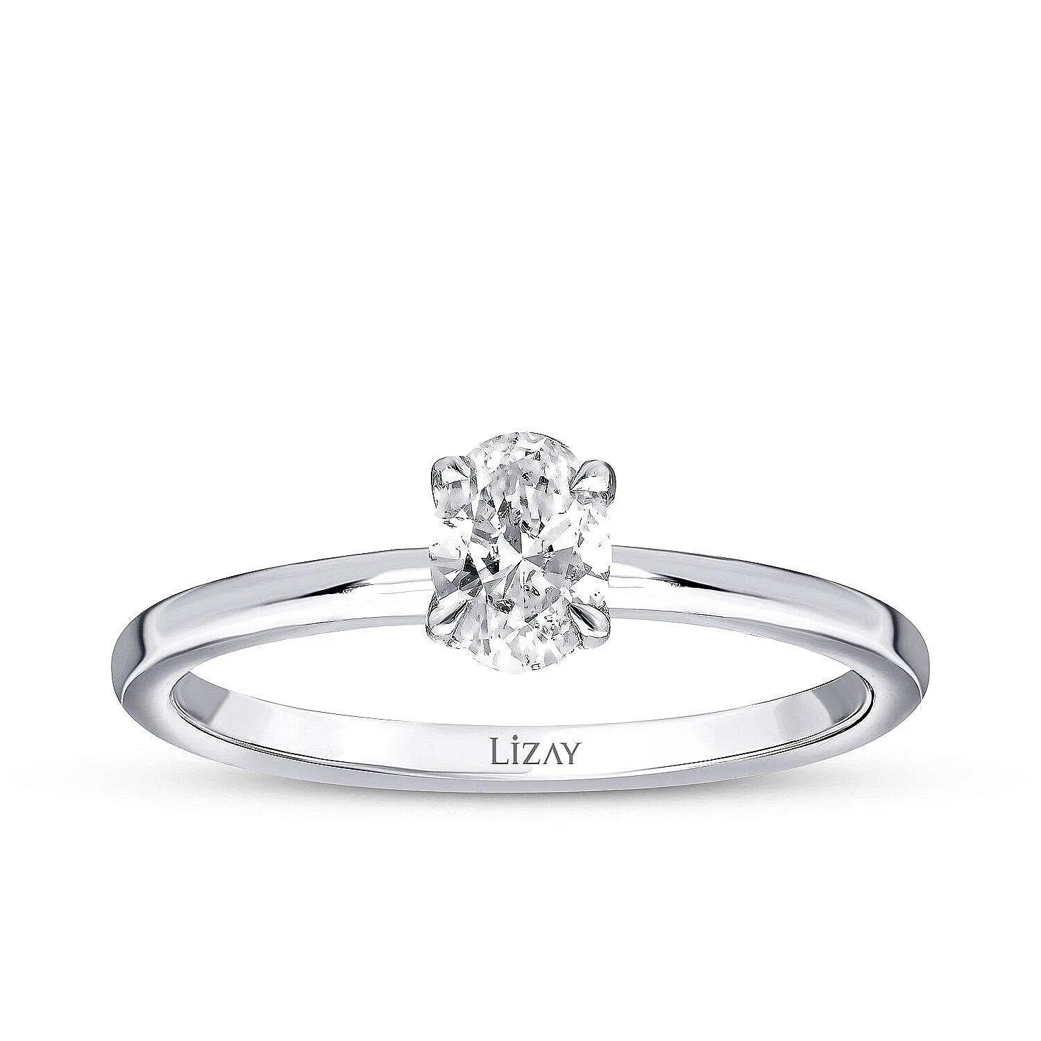 0.40 Karat Pırlanta Oval Tektaş Yüzük - 1