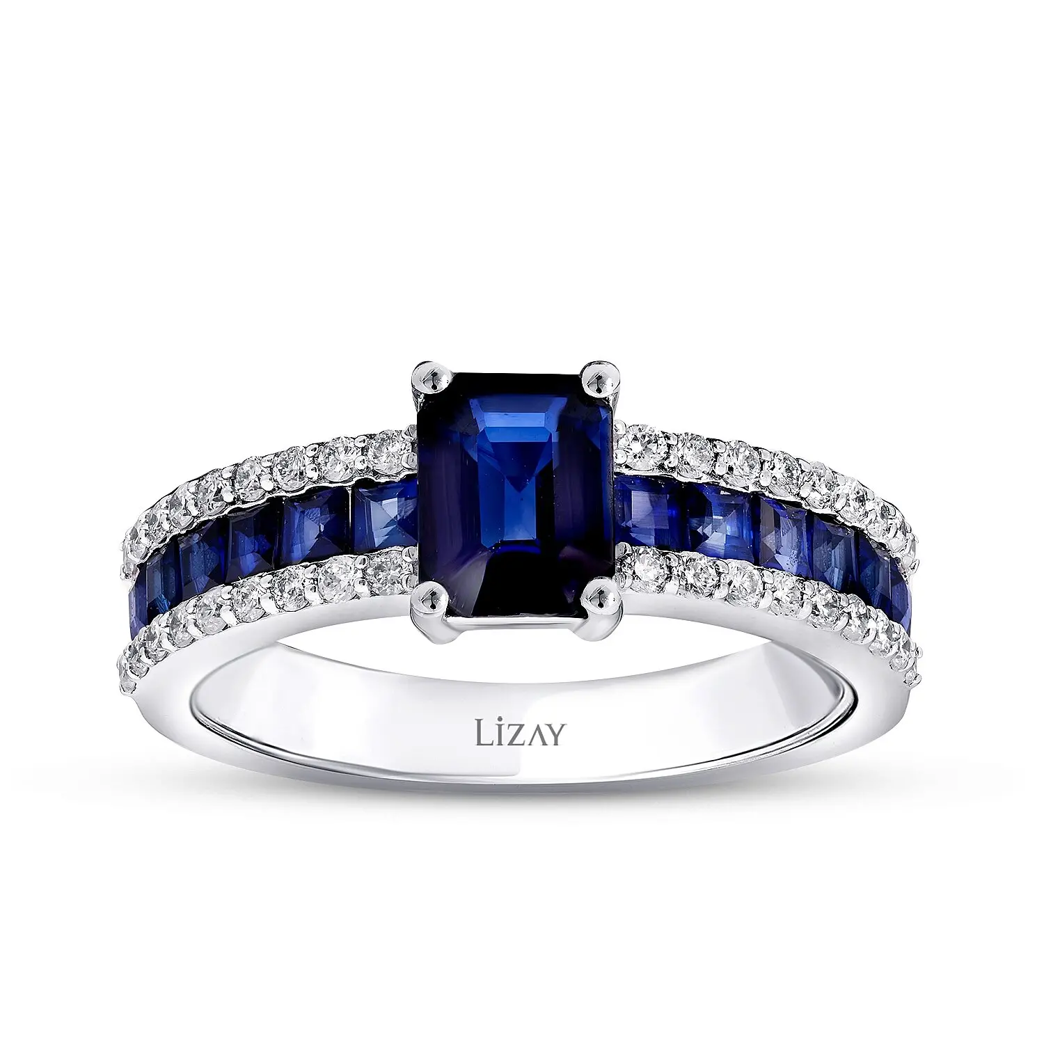 1.95 Karat Pırlanta Safir Yüzük - 1