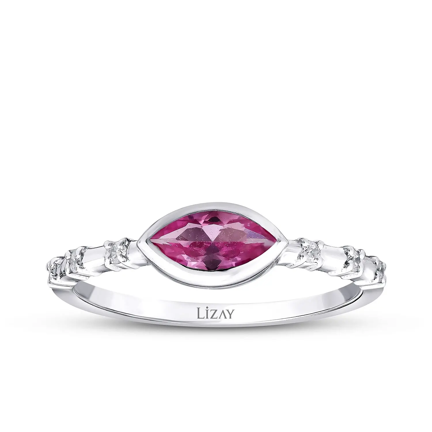 0.44 Karat Pırlanta Pink Safir Yüzük - 1