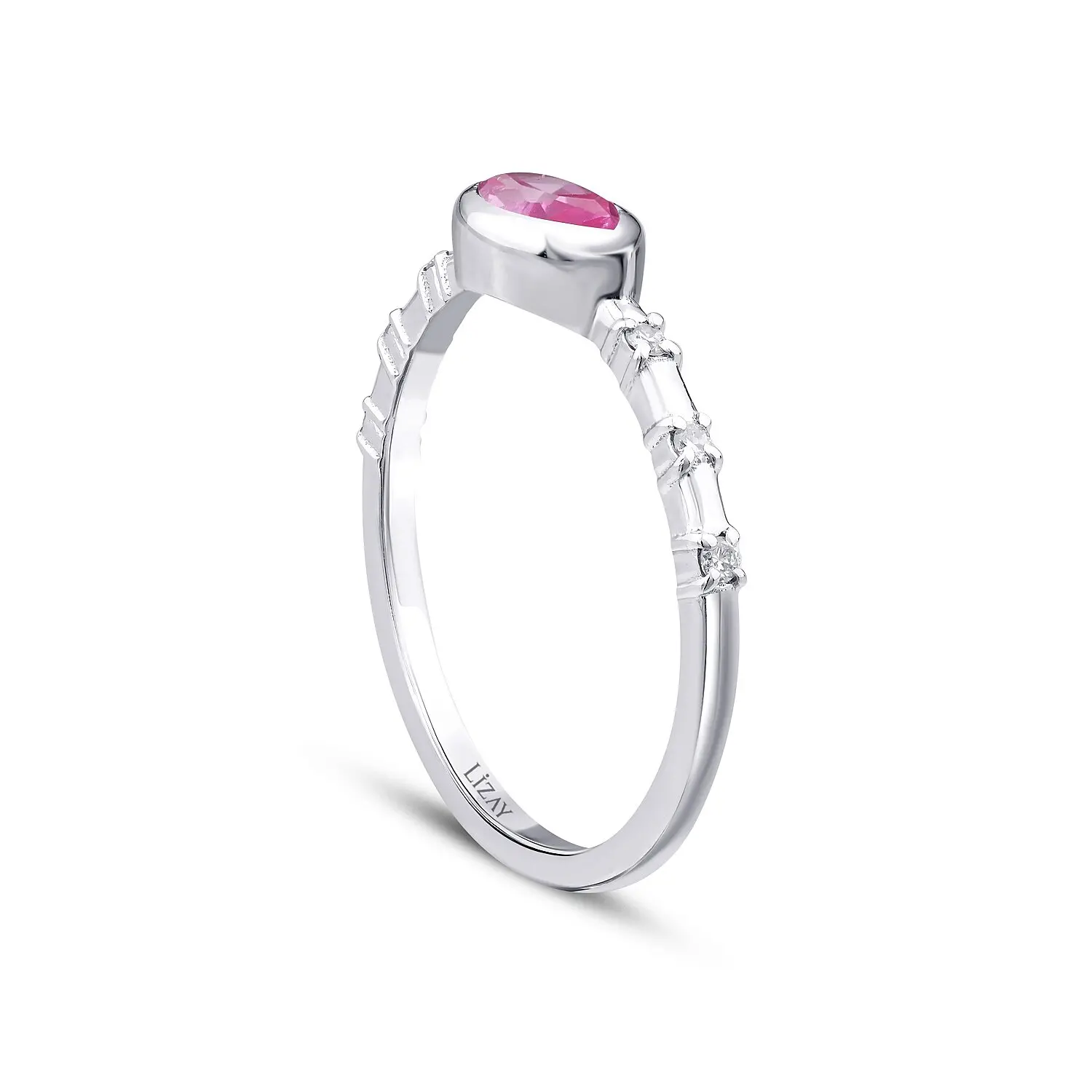 0.44 Karat Pırlanta Pink Safir Yüzük - 2