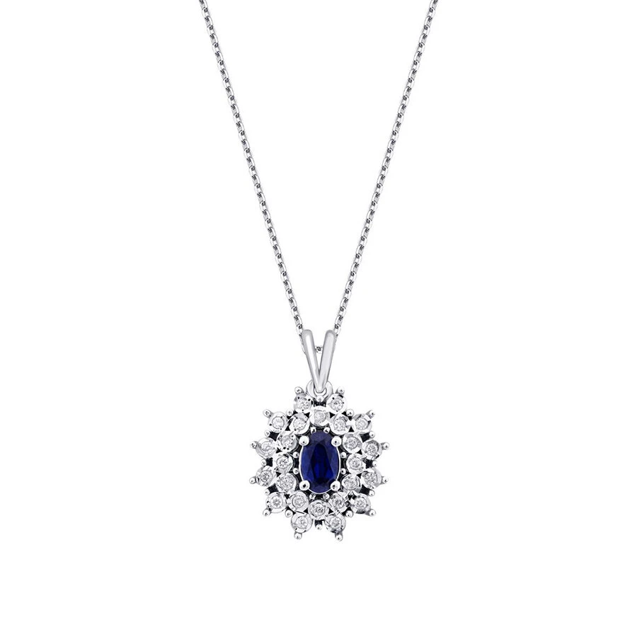 0.44 Karat Pırlanta Safir Kolye - 1