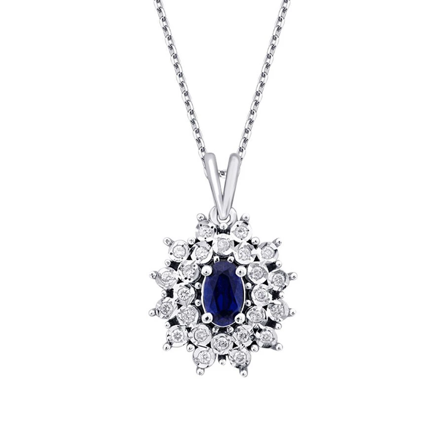 0.44 Karat Pırlanta Safir Kolye - 2