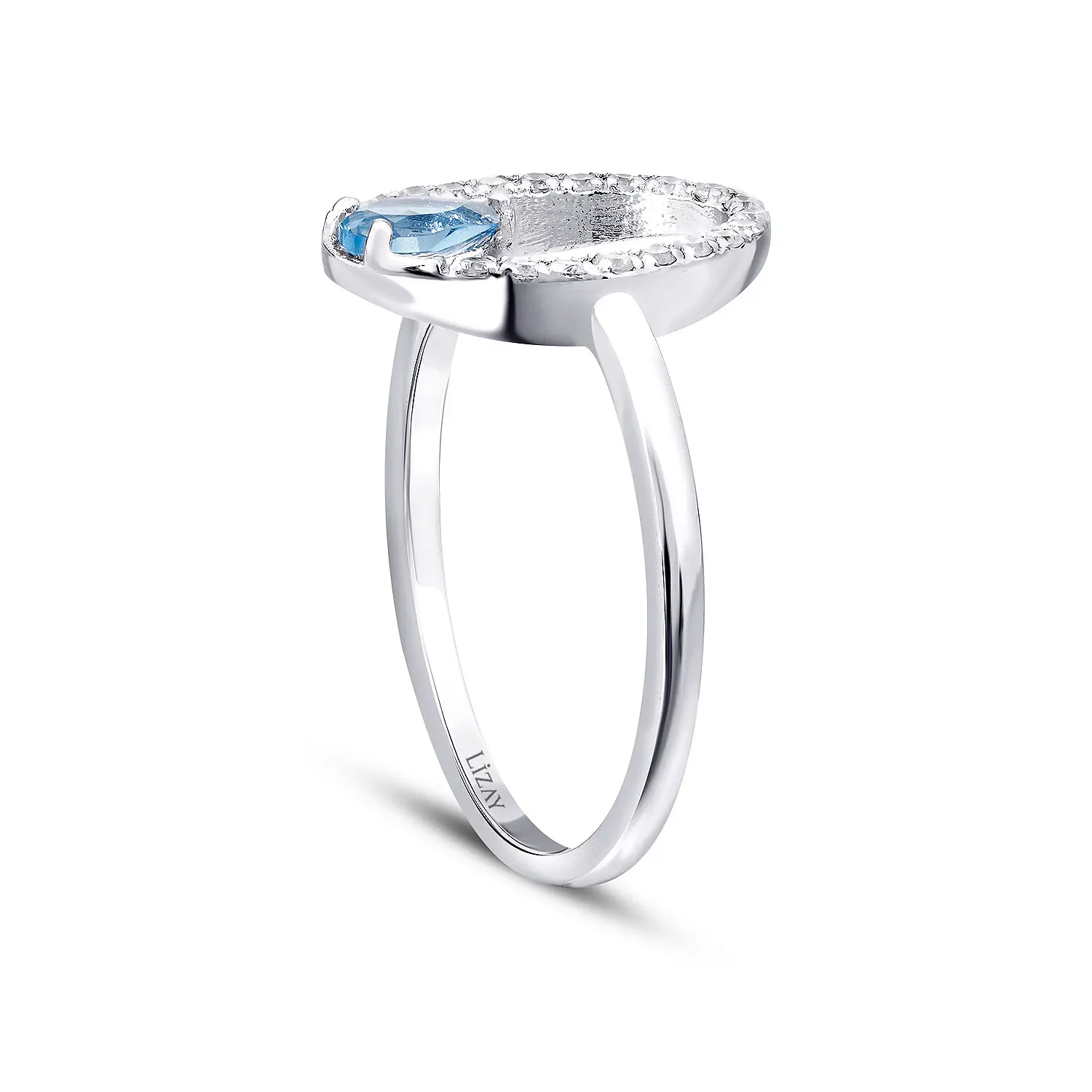 0.45 Karat Pırlanta Blue Topaz Yüzük - 2