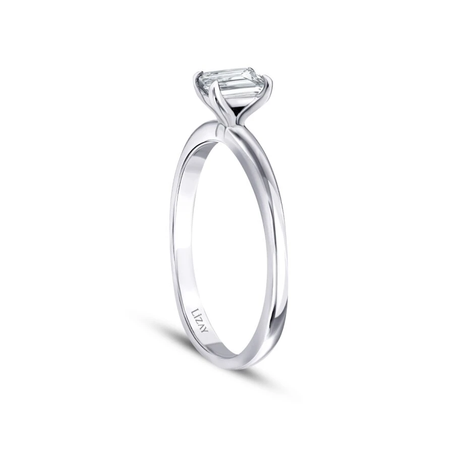 0.50 Karat Pırlanta Emerald Tektaş Yüzük - 2