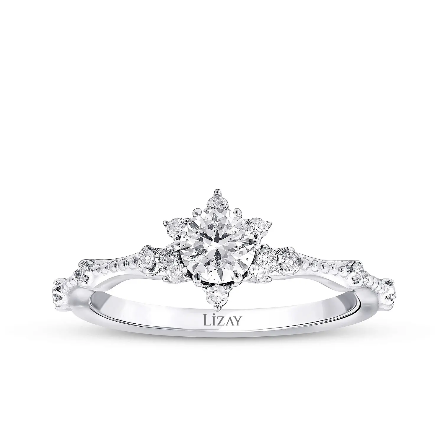 0.50 Karat Pırlanta Lotus Tektaş Yüzük - 1