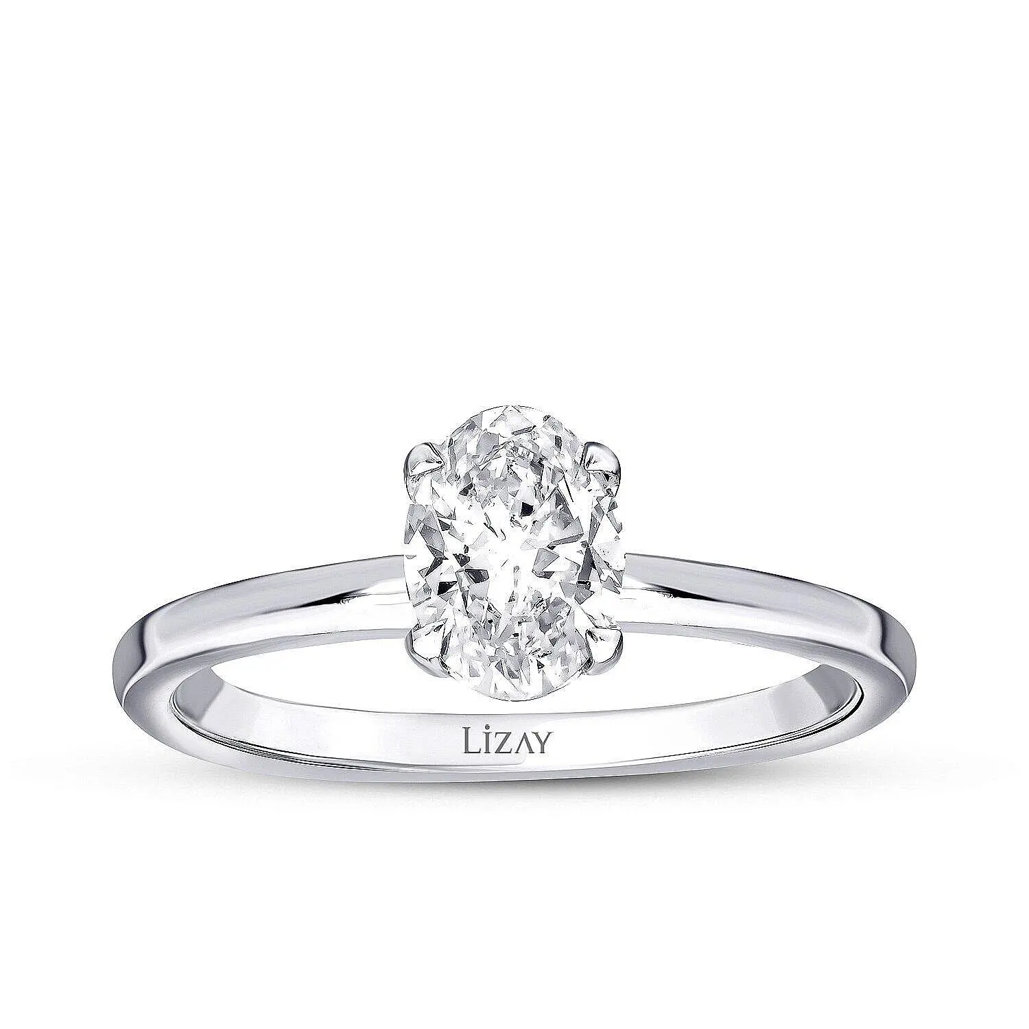 0.50 Karat Pırlanta Oval Tektaş Yüzük - 1