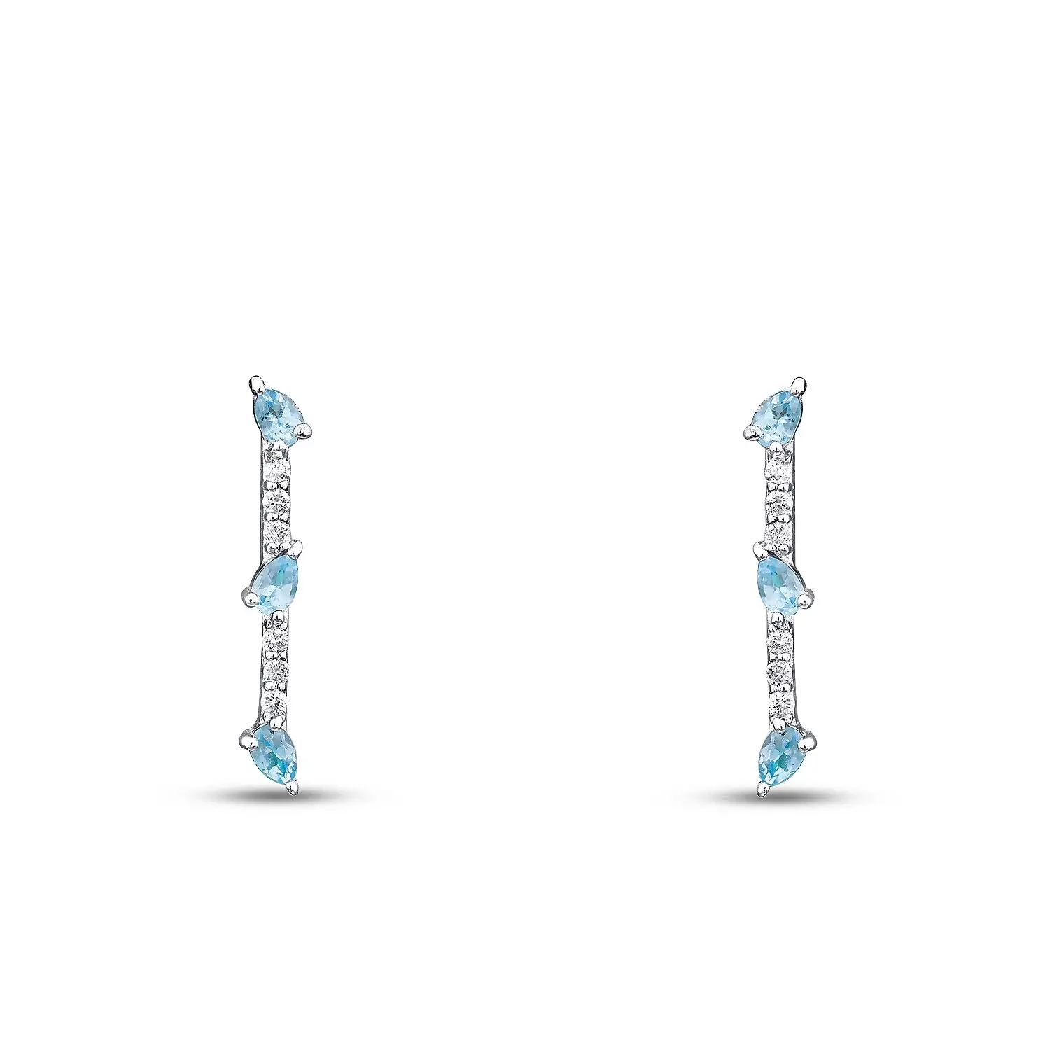 0.51 Karat Pırlanta Blue Topaz Küpe - 2