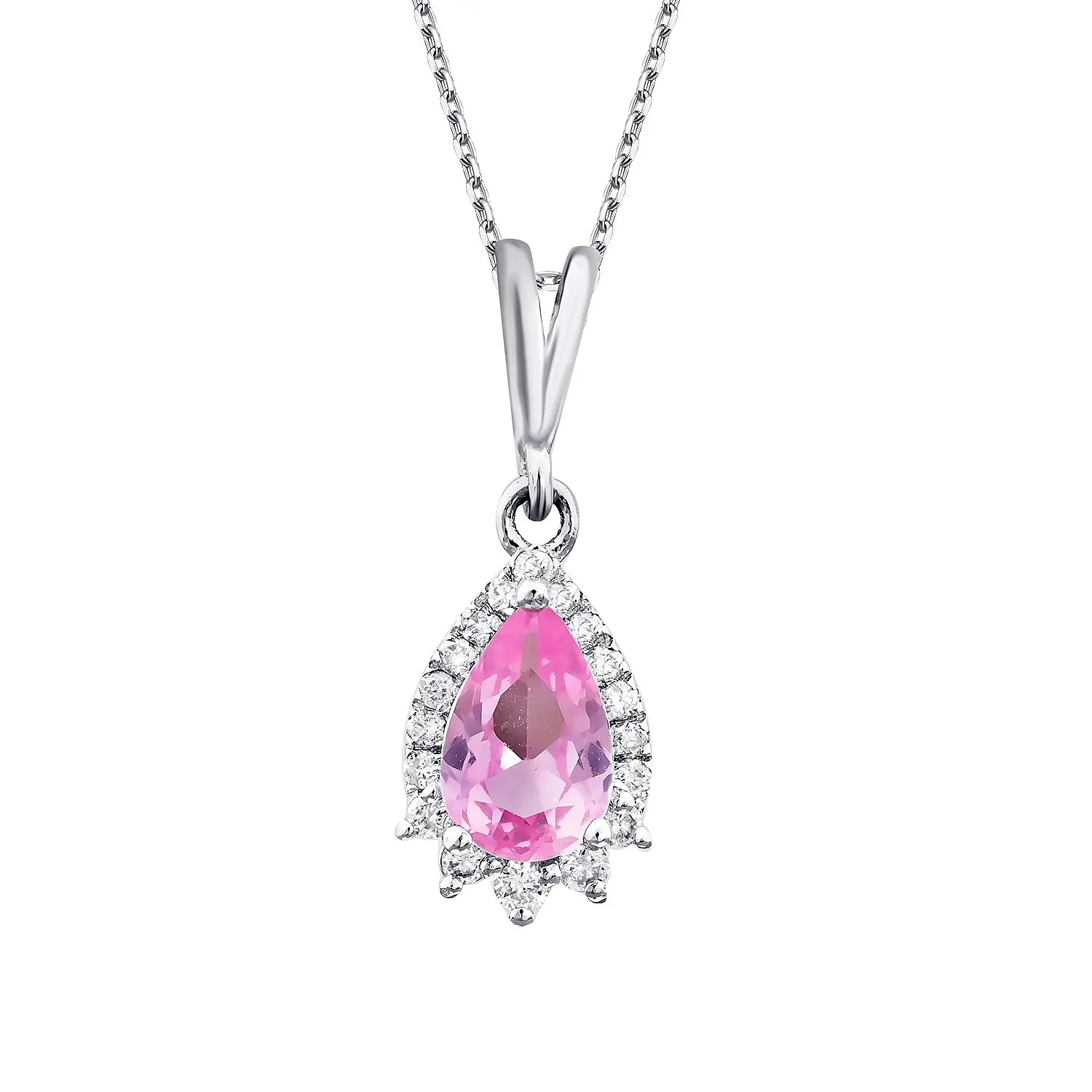 0.52 Karat Pırlanta Pembe Safir Kolye - 2