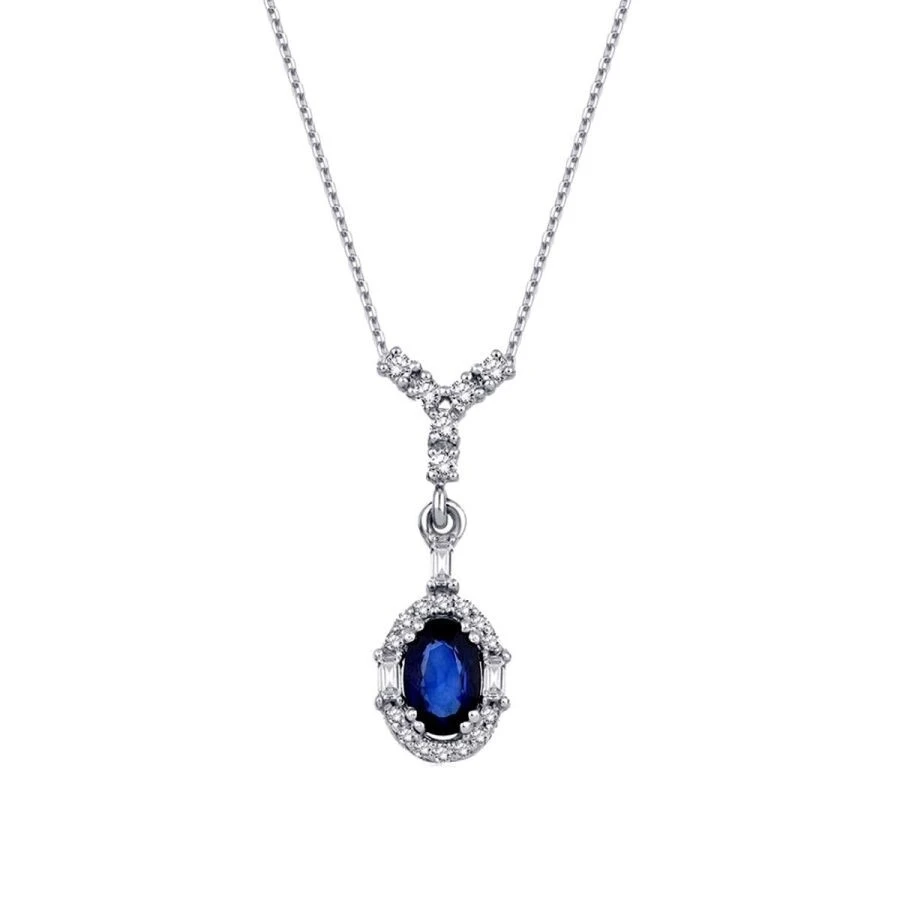 0.52 Karat Pırlanta Safir Kolye - 2