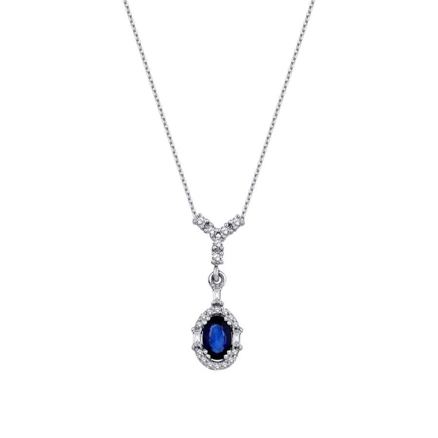 0.52 Karat Pırlanta Safir Kolye - 1