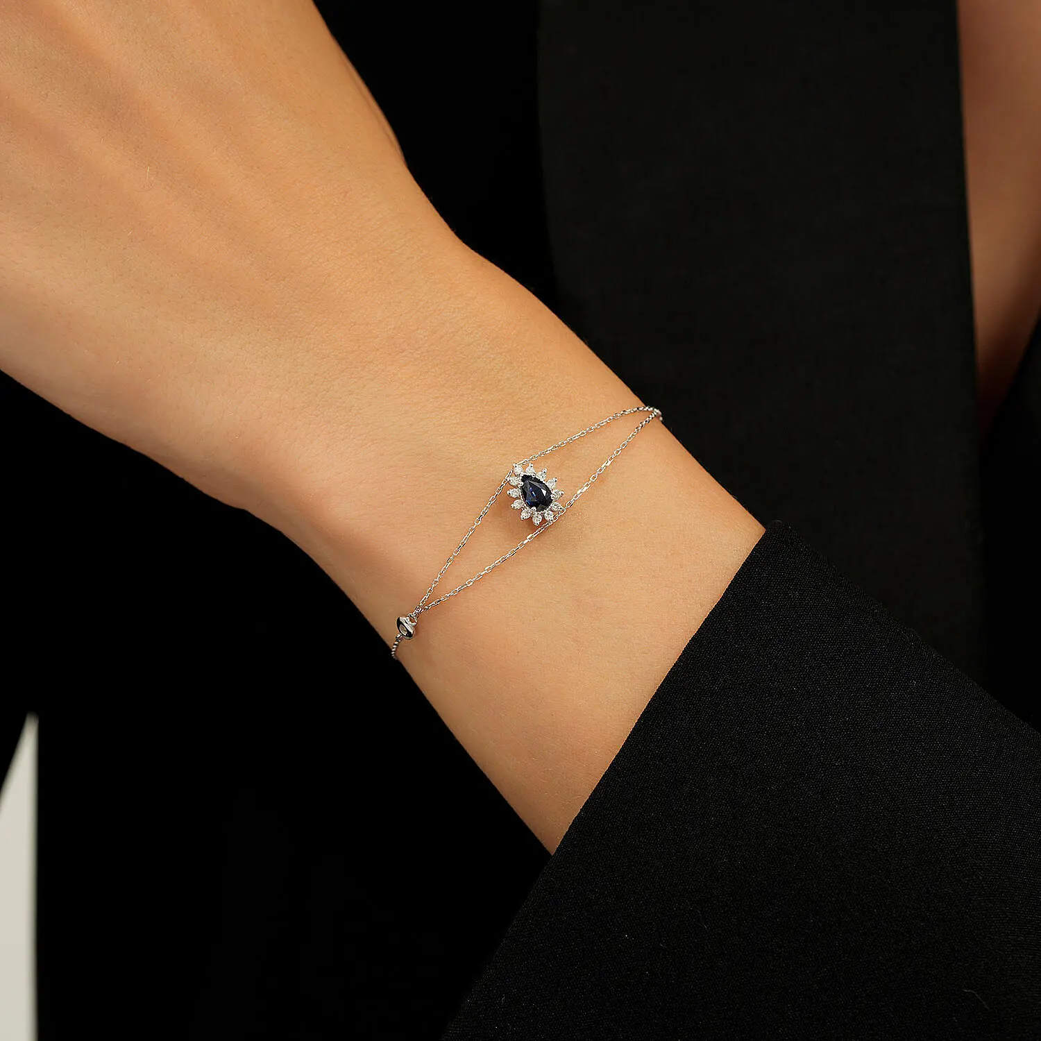 0.53 Karat Pırlanta Safir Bileklik - 3
