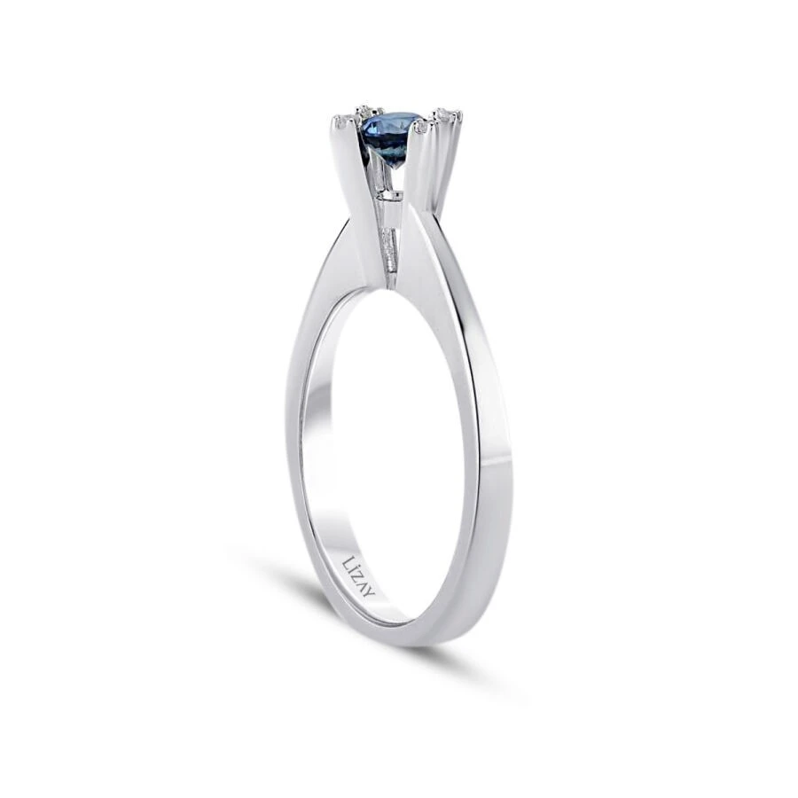 0.54 Karat Pırlanta Tektaş Safir Yüzük - 2