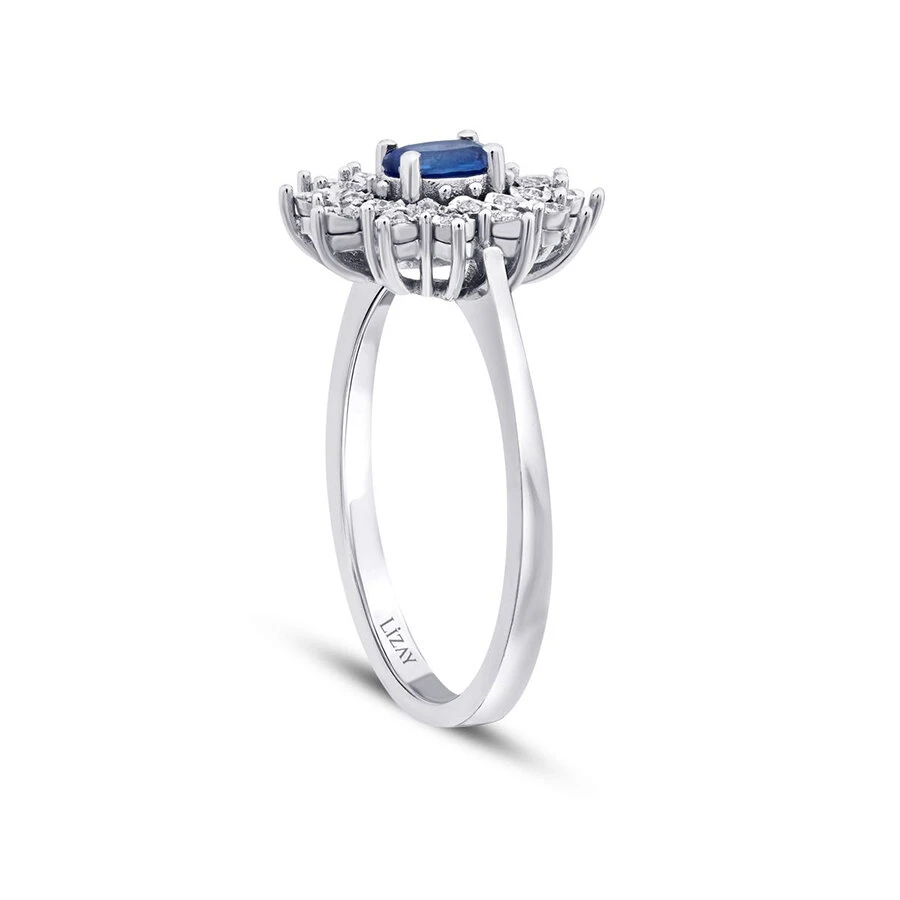 0.57 Karat Pırlanta Safir Yüzük - 2