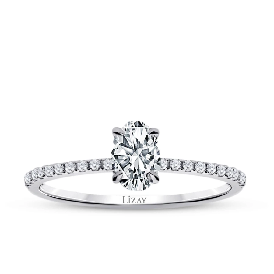 0.58 Karat Pırlanta Oval Tektaş Yüzük - 1