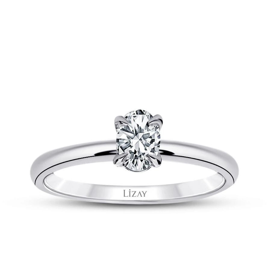 0.60 Karat Pırlanta Oval Tektaş Yüzük - 1