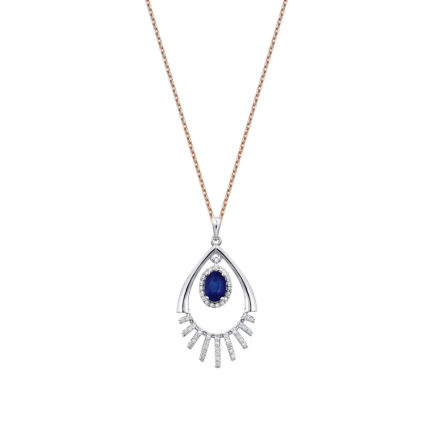 0.60 Karat Pırlanta Safir Kolye - 1
