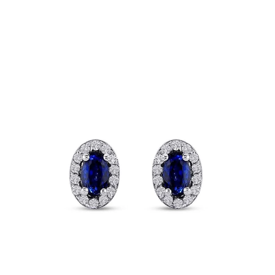 0.61 Karat Pırlanta Safir Küpe - 2