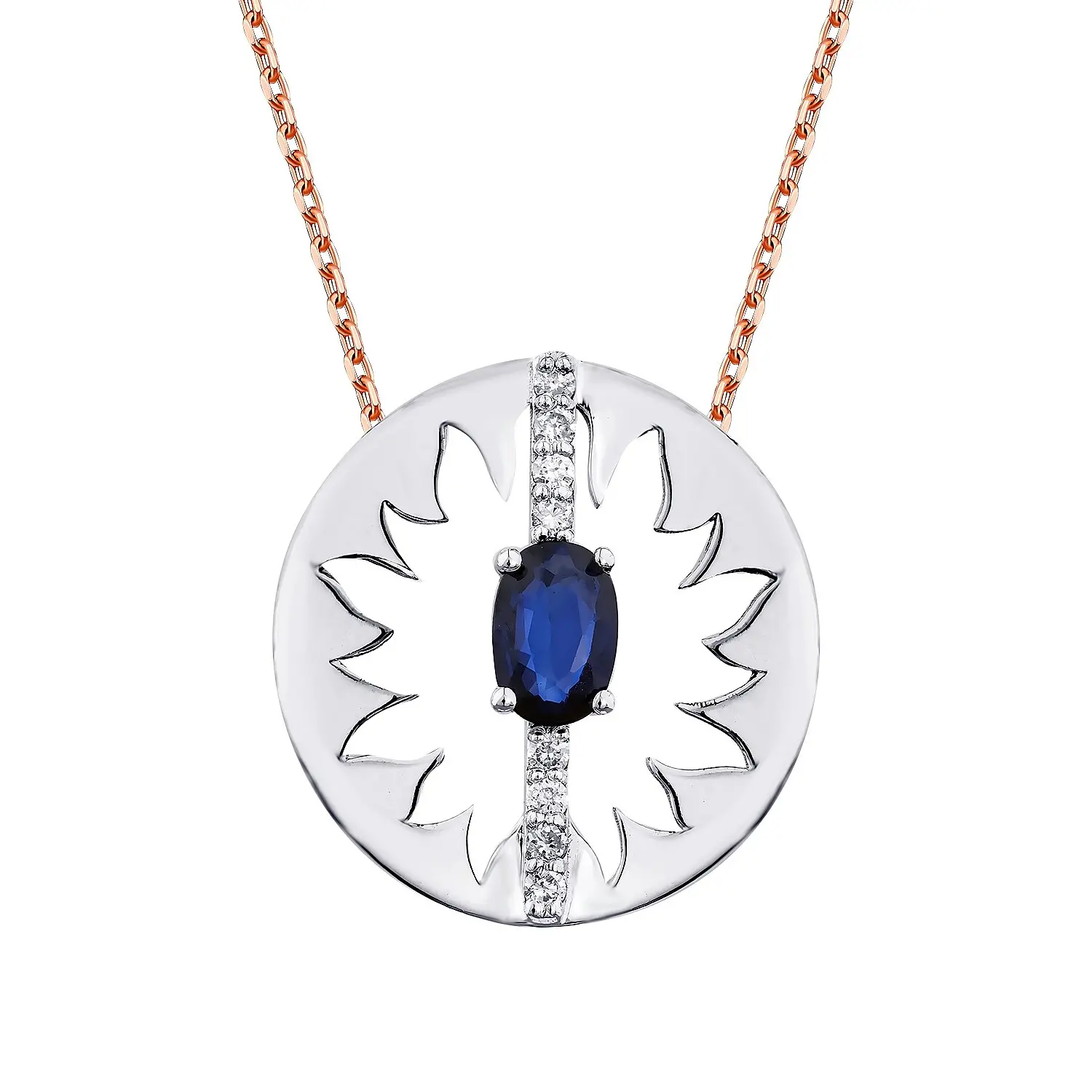0.62 Karat Pırlanta Safir Kolye - 2