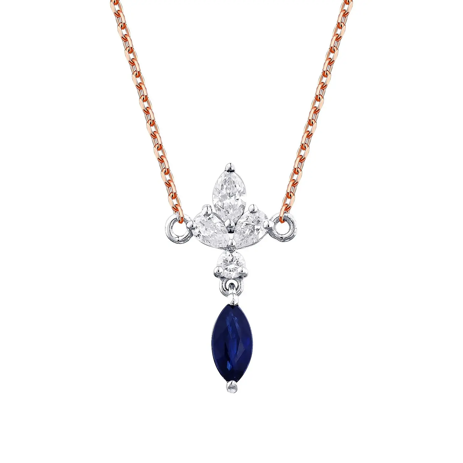 0.63 Karat Pırlanta Safir Kolye - 2