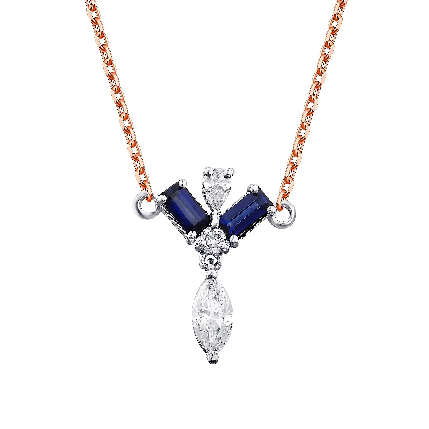 0.63 Karat Pırlanta Safir Kolye - 2