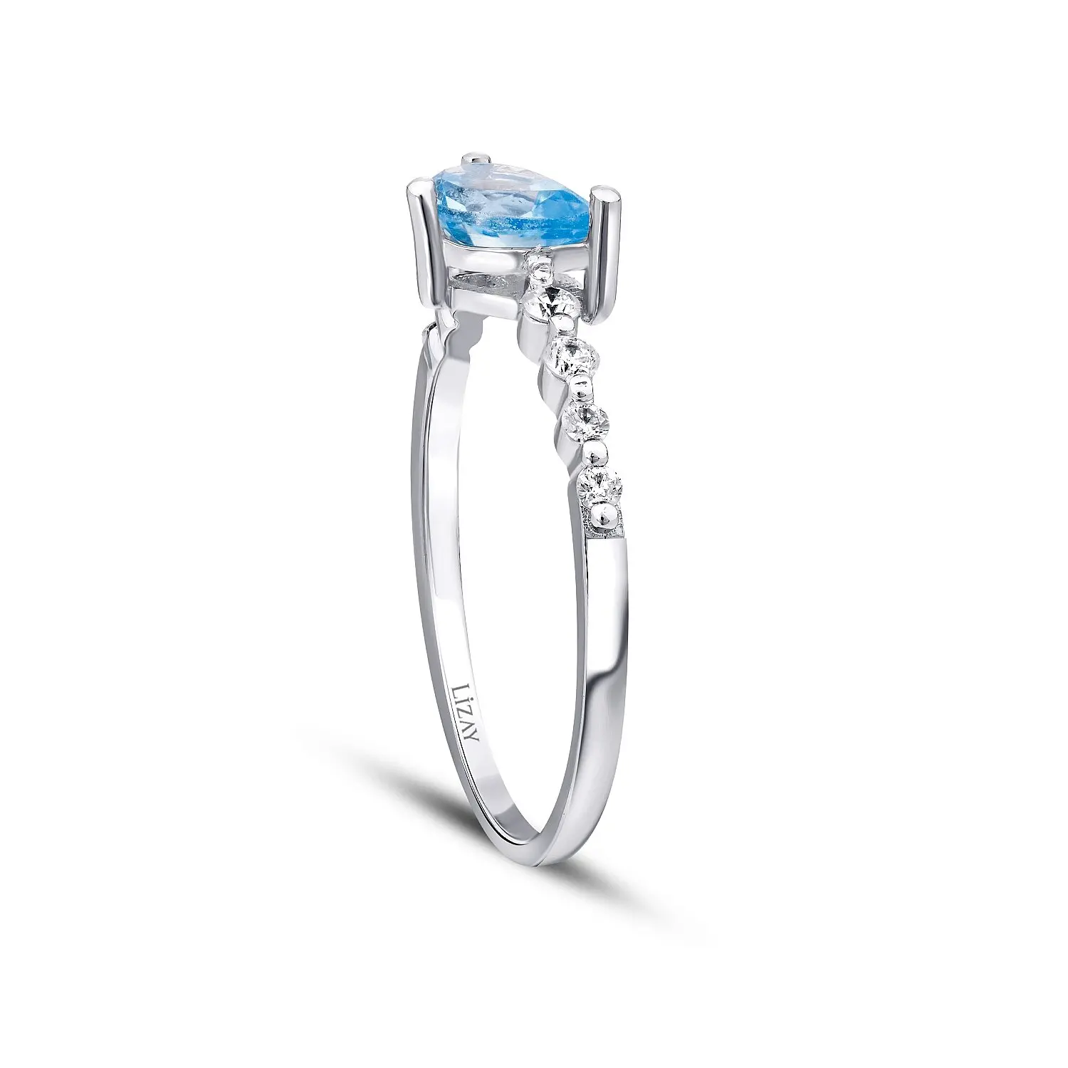 0.66 Karat Pırlanta Blue Topaz Yüzük - 2