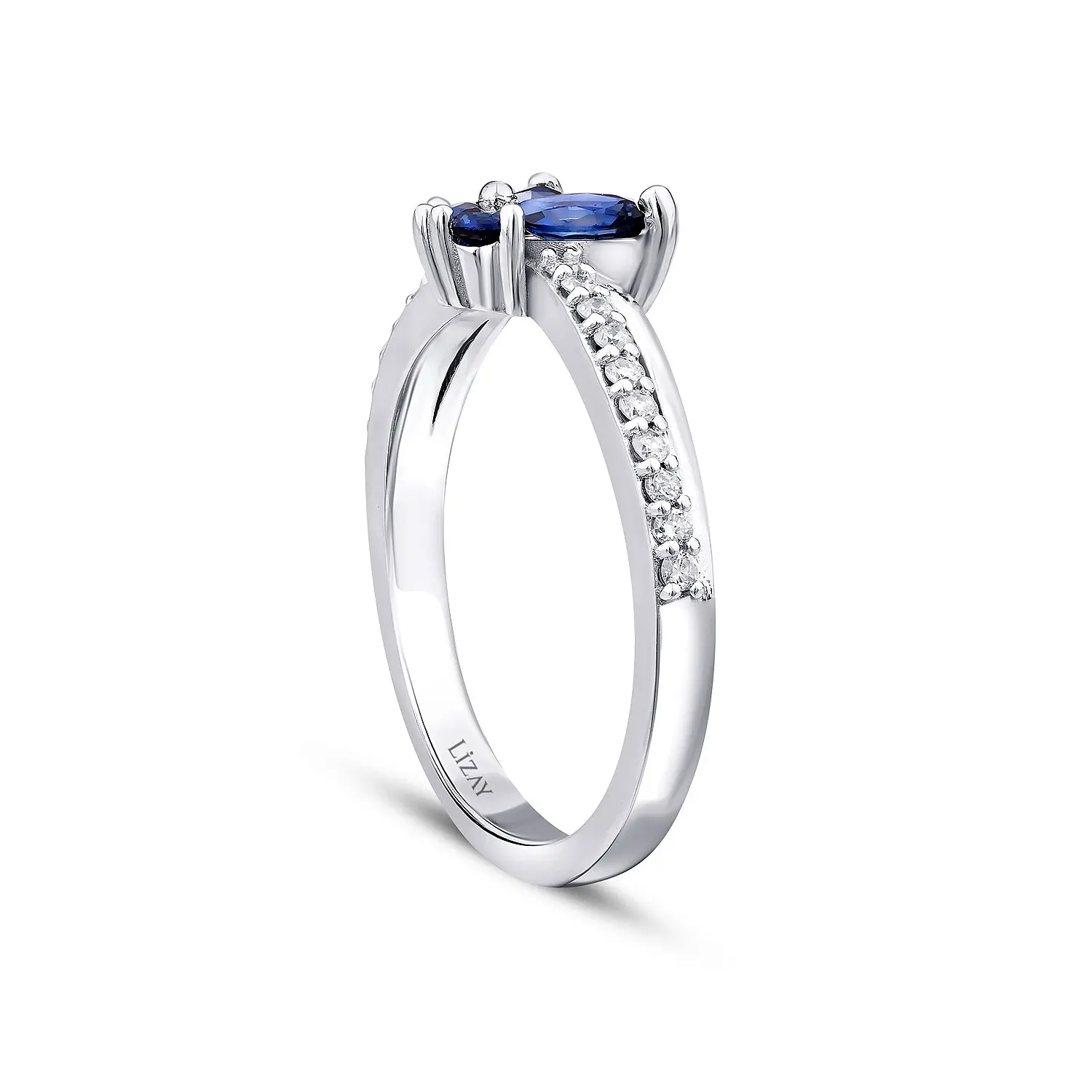 0.69 Karat Pırlanta Safir Kelebek Yüzük - 2