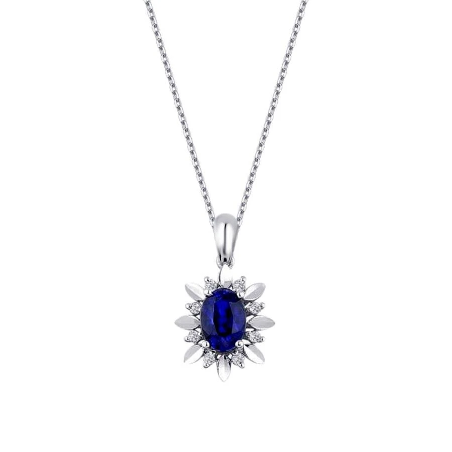 0.69 Karat Pırlanta Safir Kolye - 2