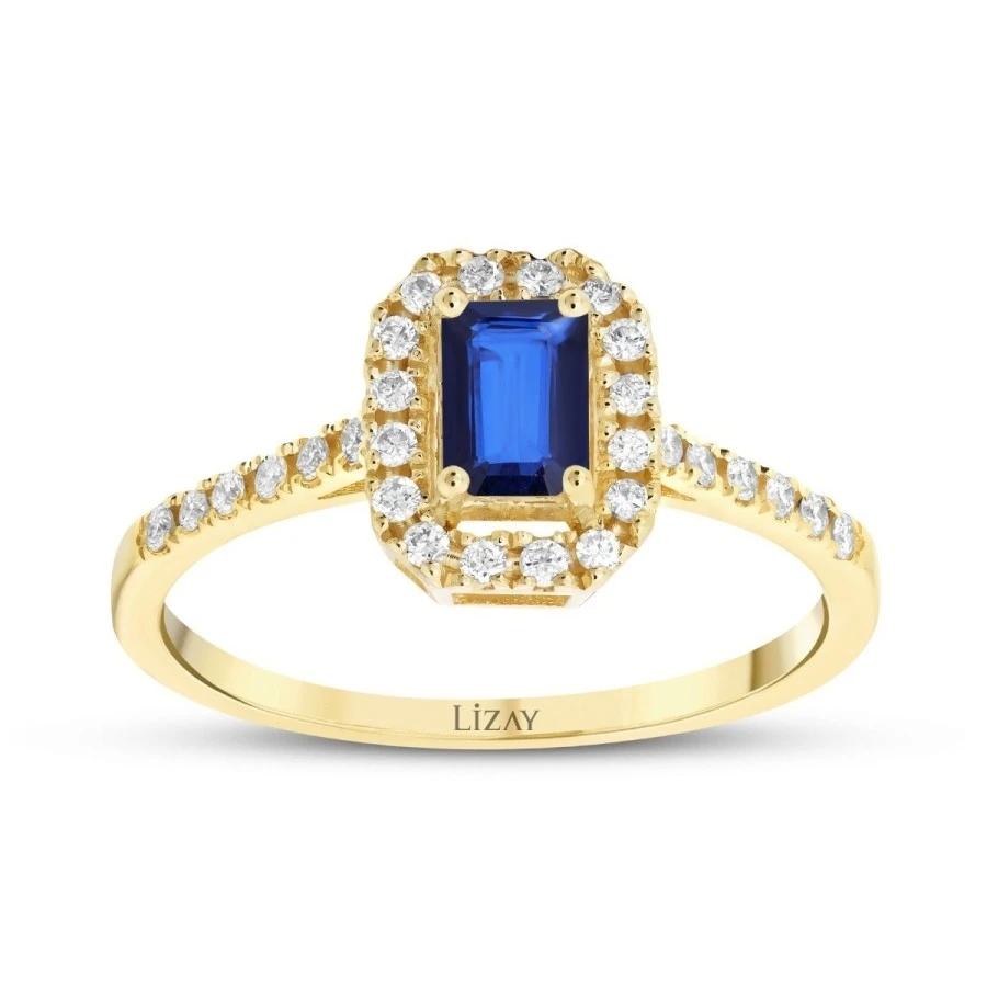 0.69 Karat Pırlanta Safir Yüzük - 1