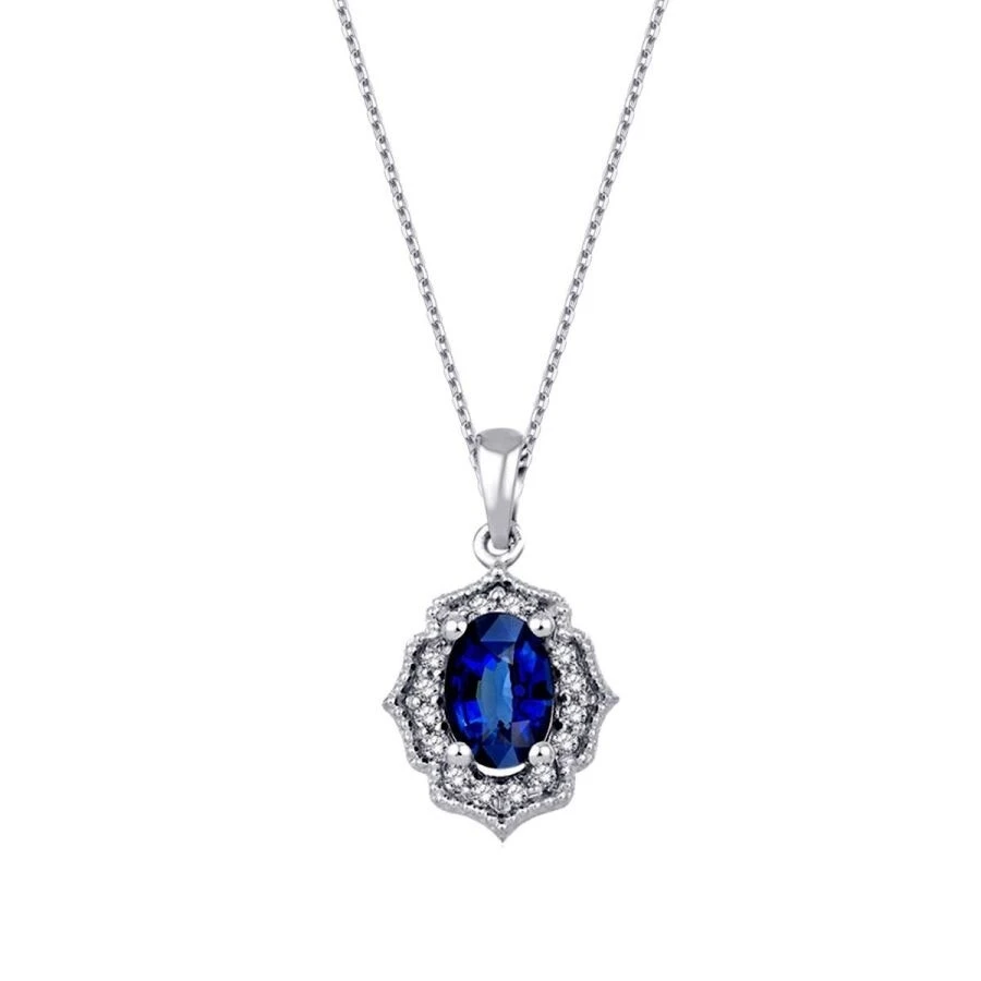 0.70 Karat Pırlanta Safir Kolye - 2