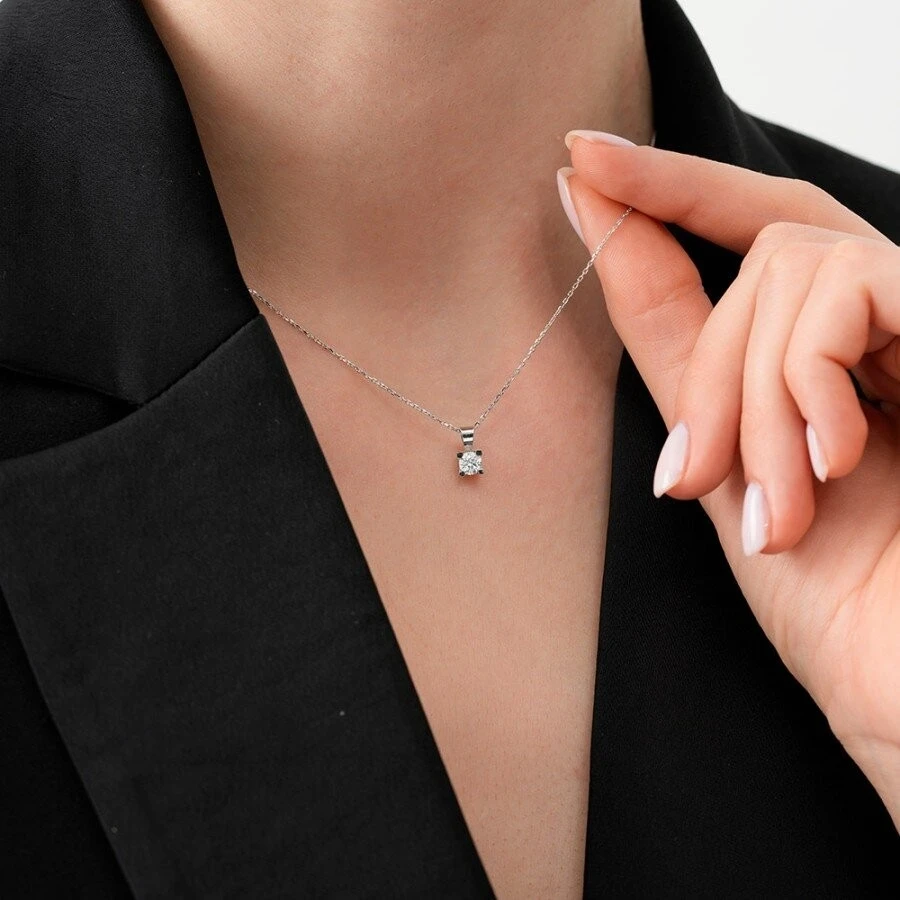 0.70 Karat Pırlanta Tektaş Kolye - 2
