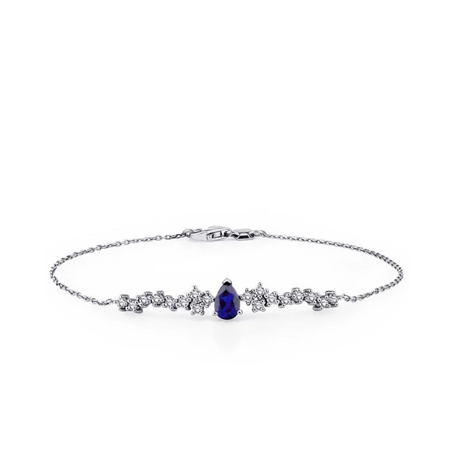 0.71 Karat Pırlanta Safir Bileklik - 1